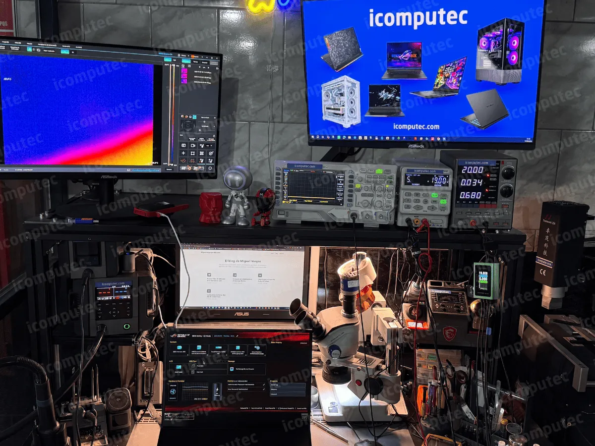 Laboratorio profesional de electrónica y reparación de placas de ICOMPUTEC en Arequipa