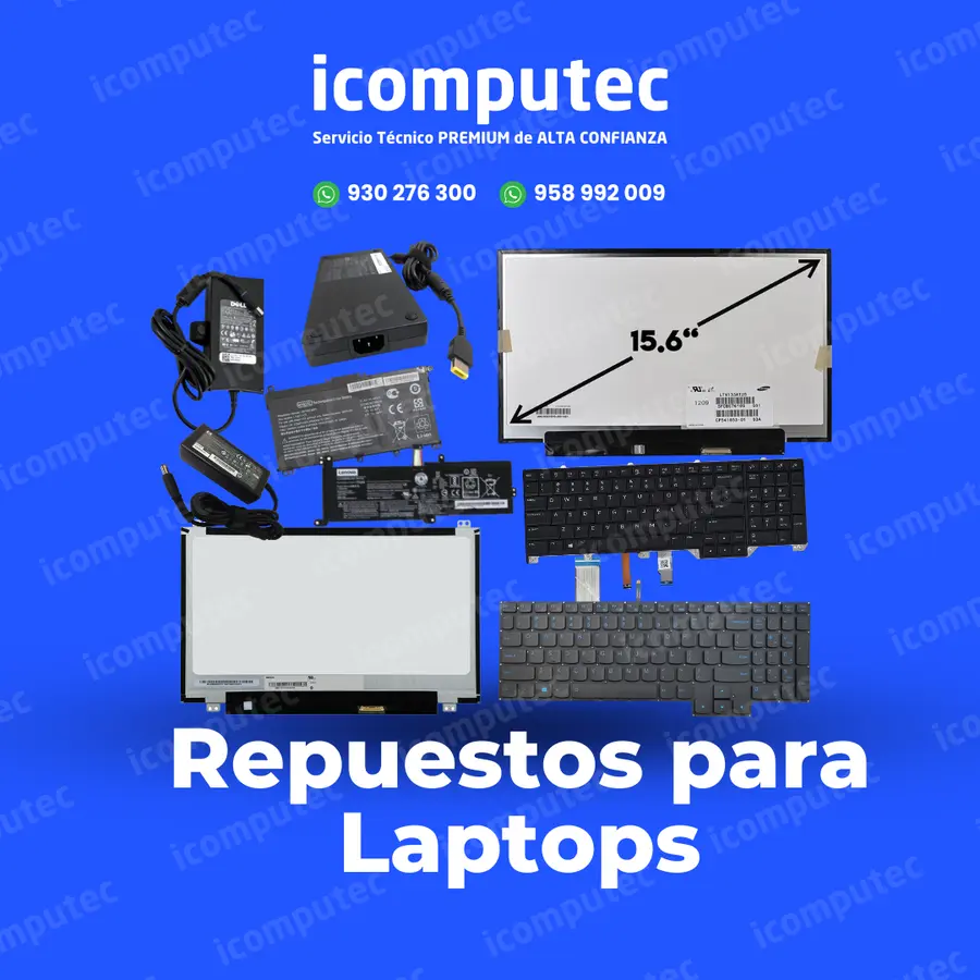 Pantallas, teclados, baterías y cargadores como repuestos para laptops